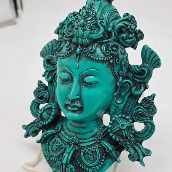 Handcrafted Turquoise Buddha Tara Wall Hanging Decor Art From Nepal - Picture 7 of 13
